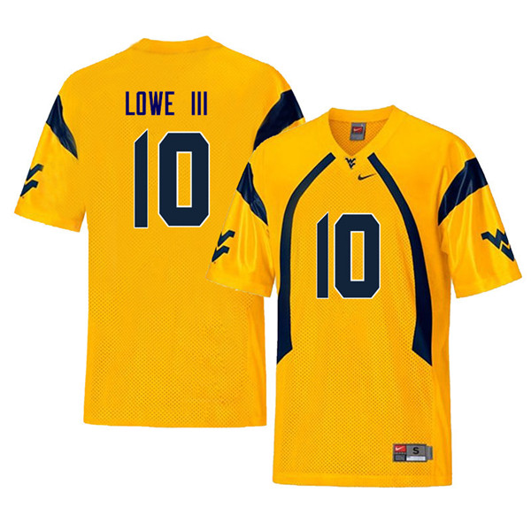 Men #10 Trey Lowe III West Virginia Mountaineers Throwback College Football Jerseys Sale-Yellow - Click Image to Close